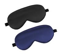 Masques de sommeil en soie élastiques réglables - Bloque la lumière - Doux pour la peau - Pour côtés - Voyage - Hommes, femmes, enfants (noir)