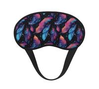 Masques de sommeil pour femmes et hommes - Élastique occultant, imprimé plumes roses et bleues, masque de voyage pour dormir en avion