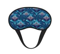 Masques de sommeil pour femmes et hommes - Élastique occultant, motif raie manta bleu rétro, masque de voyage pour dormir en avion