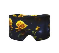 Masques de sommeil pour les yeux et les oreilles avec roses jaunes imprimées nuit étoilée (67 x 12 cm) Convient pour les voyages, le yoga, le repos profond à l'intérieur et à l'extérieur
