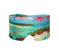 Masques de sommeil pour les yeux et les oreilles imprimés paysage des Caraïbes (67 x 12 cm) Convient pour les voyages, le yoga, le repos profond à l'intérieur et à l'extérieur