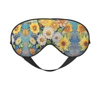 Masques de sommeil soyeux à l'huile sur toile avec imprimé de fleurs - Bandeau élastique en satin doux - Pour femme et homme - Pour la sieste de voyage - Étoiles nocturnes silencieuses