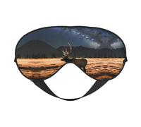 Masques de sommeil soyeux avec motif d'élan dans la prairie - Bandeau élastique en satin doux pour homme et femme - Étoiles de nuit silencieuses