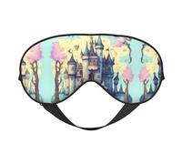 Masques de sommeil soyeux château de conte de fées couverture des yeux en satin doux élastique pour femme homme sieste de voyage - Étoiles de nuit silencieuses