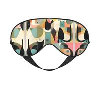 Masques de sommeil soyeux du milieu du siècle, art moderne, couverture œil de chat en satin doux, bandeau élastique pour femmes et hommes, sieste de voyage - étoiles nocturnes silencieuses