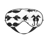 Masques de sommeil soyeux noir et blanc en satin doux pour les yeux de poisson, bandeau élastique pour homme et femme, sieste de voyage - étoiles nocturnes silencieuses