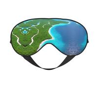 Masques de sommeil soyeux sur une île dans l'océan - Cache-yeux en satin doux - Élastique pour femme et homme - Pour la sieste de voyage - Étoiles de nuit silencieuses