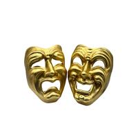 Masques de théâtre comédie et tragédie dorés - Portable et décoration murale - Masques en papier mâché fait à la main pour costume, performance ou décoration d'intérieur
