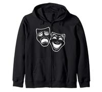 Masques de théâtre comédie et tragédie inversés en noir et blanc Sweat à Capuche