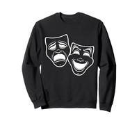 Masques de théâtre comédie et tragédie inversés en noir et blanc Sweatshirt