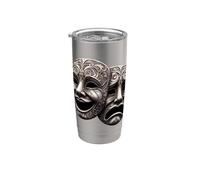 Masques de théâtre dramatique comédie et tragédie Gobelet isotherme en acier inoxydable double paroi