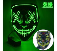 Masques D'halloween De Terreur À Led,Masque Lumineux Effrayant,Pour Carnaval,Costumes D'halloween,Brille Dans La Nuit - Type Green