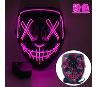 Masques D'halloween De Terreur À Led,Masque Lumineux Effrayant,Pour Carnaval,Costumes D'halloween,Brille Dans La Nuit - Type Pink