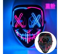 Masques D'halloween De Terreur À Led,Masque Lumineux Effrayant,Pour Carnaval,Costumes D'halloween,Brille Dans La Nuit - Type Blue And Pink