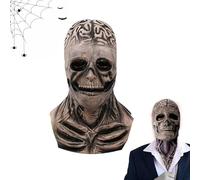 Masques d'Halloween en latex - Masque squelette intégral - Couvre-chef intégral en forme de tête de mort | Masque squelette humain en latex effrayant - Couvre-chef réaliste pour homme et femme adulte