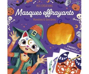 Masques effrayants monstres et sorcières - Pochette avec 3 masques à gratter et 3 masques à décorer avec du foil - À partir de 6 ans