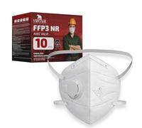Masques FFP3 avec valve | lot de 10 pièces | masque FFP3 avec élastiques nucaux | emballés individuellement | protection contre poussières et particules | certifiés CE EN 149:2001+A1:2009