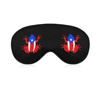 Masques pour les yeux doux de grenouille de drapeau de Porto Rico avec sangle réglable, bandeau léger et confortable pour dormir