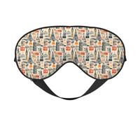 Masques pour les yeux pour le sommeil double face, motif collage de monuments vintage, masques de sommeil pour femmes et hommes, couvre-yeux occultants pour voyage/sommeil
