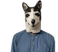 Masques réalistes en latex - Large gamme de masques réalistes en latex pour cheval, licorne, âne, chien Shiba Inu, singe, pigeon, costume d'Halloween, fête, cosplay, farce (husky de Sibérie)