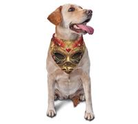 Masques rouges et dorés avec plumes et roses - Écharpe triangulaire pour chiens et chats - Bandana mignon réglable pour séance photo