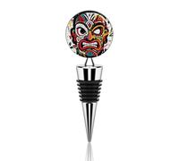 Masques Tiki peints - Bouchon de bouteille réutilisable en alliage de zinc - Anti-fuite - Avec joint en caoutchouc de silicone - Pour champagne et bière - Garde au frais
