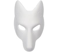 Masques unis blancs Masque renard d'Halloween Masque Therian Masque papier blanc chat renard, masques graffiti blanc pur masques personnalité peints à la main adaptés aux masques d'Halloween Cosplay