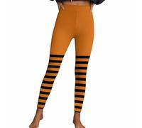 Masrin Legging d'Halloween pour femme - Sexy - Mince - Pantalon rayé - Taille haute - Sport - Pantalon de fitness - Collant moulant - Pêche - Pantalon de yoga à rayures - Pantalon stretch - Costume
