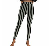 Masrin Legging d'Halloween sexy pour femme - Pantalon rayé gothique punk - Costume festif stretch - Pantalon à rayures - Taille haute - Pantalon de sport - Pantalon de fitness - Collant moulant