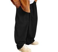 Masrin Palazzo Pantalon en velours côtelé pour homme - Pantalon droit - Taille élastique - Pantalon de loisirs - Jambes larges - Avec cordon de serrage - Grande taille - Pantalon de sport - Pantalon