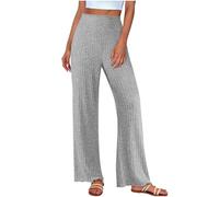 Masrin Pantalon de pyjama pour femme - Couleur unie - Jambes larges - Pantalon de loisirs - Taille élastique - Pantalon palazzo doux et confortable - Pantalon de détente - Pantalon chino stretch