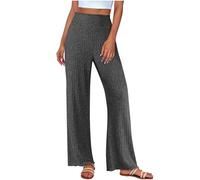 Masrin Pantalon de pyjama pour femme - Couleur unie - Jambes larges - Pantalon de loisirs - Taille élastique - Pantalon palazzo doux et confortable - Pantalon de détente - Pantalon chino stretch