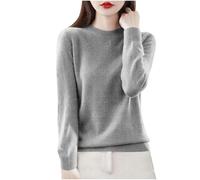 Masrin Pull pour femme - Couleur unie - Col rond - Manches longues - Tricoté - Hauts en tricot chaud - Coupe classique - Tricot fin