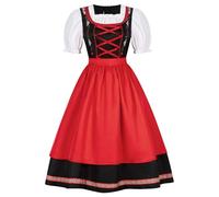 Masrin Robe Dirndl 3 pièces pour femme - Ensemble complet de Dirndl - Tablier Dirndl - Chemisier Dirndl - Robe traditionnelle bavaroise - Costume traditionnel bavarois et festivités - Robe midi - Mode