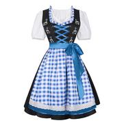 Masrin Robe Dirndl élégante pour femme - Motif à carreaux - Ensemble complet - Tablier Dirndl - Chemisier de Dirndl - Robe traditionnelle bavaroise - Robe de fête de la bière - Tenue festive
