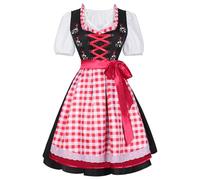 Masrin Robe Dirndl élégante pour femme - Motif à carreaux - Ensemble complet - Tablier Dirndl - Chemisier de Dirndl - Robe traditionnelle bavaroise - Robe de fête de la bière - Tenue festive
