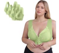 Masrin Soutien-gorge de sport sans armatures pour femme avec boucle avant - Grandes tailles - Dentelle brodée florale - Mince - Extra élastique - Sous-vêtements quotidiens - Taille 75-105 (1/3 pièces)