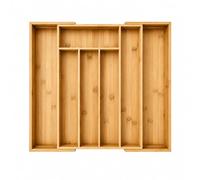MASS DYNAMIC Organiseur de tiroir à couverts extensible en bambou pour ustensiles de cuisine, support réglable pour argenterie et couverts, 7 emplacements de rangement pour cuillères, fourchettes