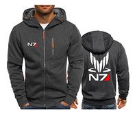 Mass Effect N7 Sweat À Capuche Zippé Homme,Cosplay Hoodies Manches Longues Intérieur Polaire Courte,Veste À Capuche Zippé Sport Homme Femme Kinsea