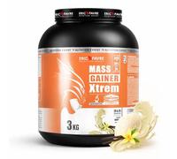 MASS GAINER XTREM avec CREATINE - Gainer Prise de Masse - 433 kcal, 94g Glucides, 3g Créatine, Whey + Digezyme - 3kg - Saveur Vanille - Eric Favre