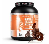 MASS GAINER XTREM avec CREATINE - Gainer Prise de Masse - 433 kcal, 94g Glucides, 3g Créatine, Whey + Digezyme - 3kg - Saveur Chocolat - Eric Favre