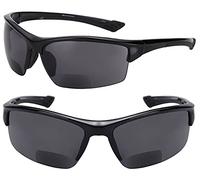 Mass Vision Lot de 2 paires de lunettes de soleil bifocales de sport pour homme et femme, certifiées ANSI Z87.1 (noir, 2,5)