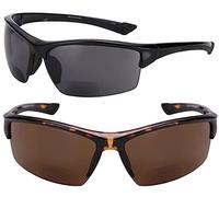 Mass Vision Lot de 2 paires de lunettes de soleil bifocales « The Skillful » sans monture, Noir/tortue., Medium