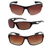 Mass Vision The Elites Lot de 3 paires de lunettes de soleil bifocales unisexes avec verres HD, Jet/ambre haute définition