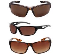 Mass Vision The Elites Lot de 3 paires de lunettes de soleil bifocales unisexes avec verres HD, Tortue/ambre haute définition