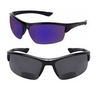 Mass Vision The Skillful Lot de 2 paires de lunettes de soleil bifocales sport semi monture, Noir/bleu route ouverte, Medium