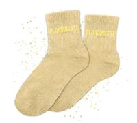 MASSA Chaussettes Paillettes - Taille Unique - Connasse, Bichette, Chaton, Bad Bitch, Patate, Casse Couilles, Blondinette, Brunette, Anti Connard, Tana - Chaussettes à Paillettes (Blondinette)