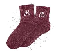 MASSA Chaussettes Paillettes - Taille Unique - Connasse, Bichette, Chaton, Bad Bitch, Patate, Casse Couilles, Blondinette, Brunette, Anti Connard, Tana - Chaussettes à Paillettes (Bad Bitch)