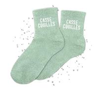 MASSA Chaussettes Paillettes - Taille Unique - Connasse, Bichette, Chaton, Bad Bitch, Patate, Casse Couilles, Blondinette, Brunette, Anti Connard, Tana - Chaussettes à Paillettes (Casse Couilles)
