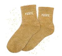 MASSA Chaussettes Paillettes - Taille Unique - Connasse, Bichette, Chaton, Bad Bitch, Patate, Casse Couilles, Blondinette, Brunette, Anti Connard, Tana - Chaussettes à Paillettes (Patate)
